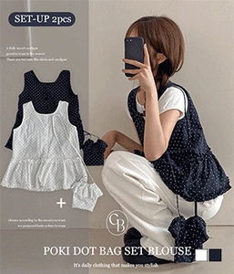 Pokey Dot Dot Pocket Mini Bag + Sleeveless Blouse Set