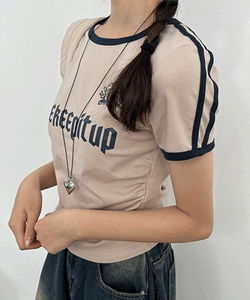 Saint Track Shirring Short Sleeve Crop Tee