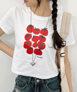 Tomato short sleeve crop tee