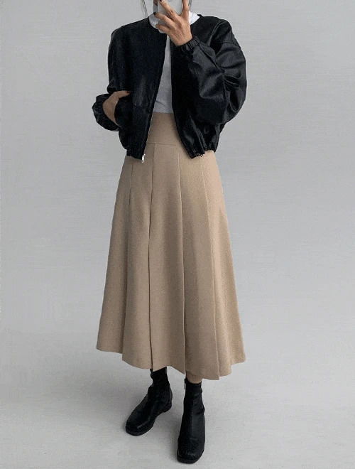 Round leather crop jacket -1color