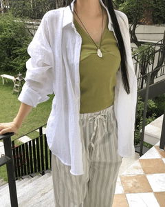 Any Loose-fit gauze see-through Shirt shirt