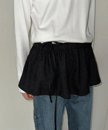 Medium shirring layered mini skirt