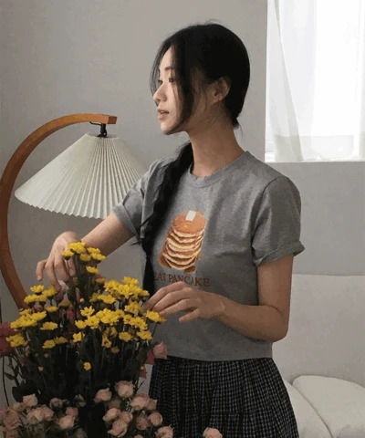 팬케잌 프린팅 티셔츠 (여름, 러블리)
