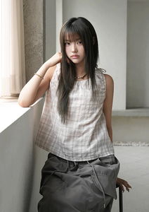 Ribbed check blouse