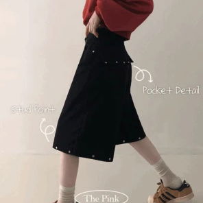 MUG HIGH WAIST STUDDED BERMUDA SHORTS PANTS