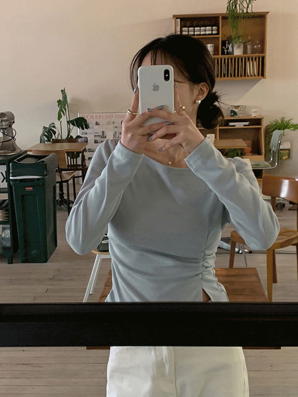 NEP Boatneck Shirring Team Off Shoulder Guest Drape T-Shirt