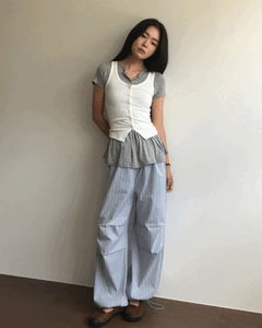Low-key pintuck check pants