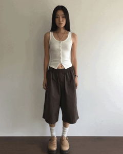 基本款鬆緊腰頭七分褲