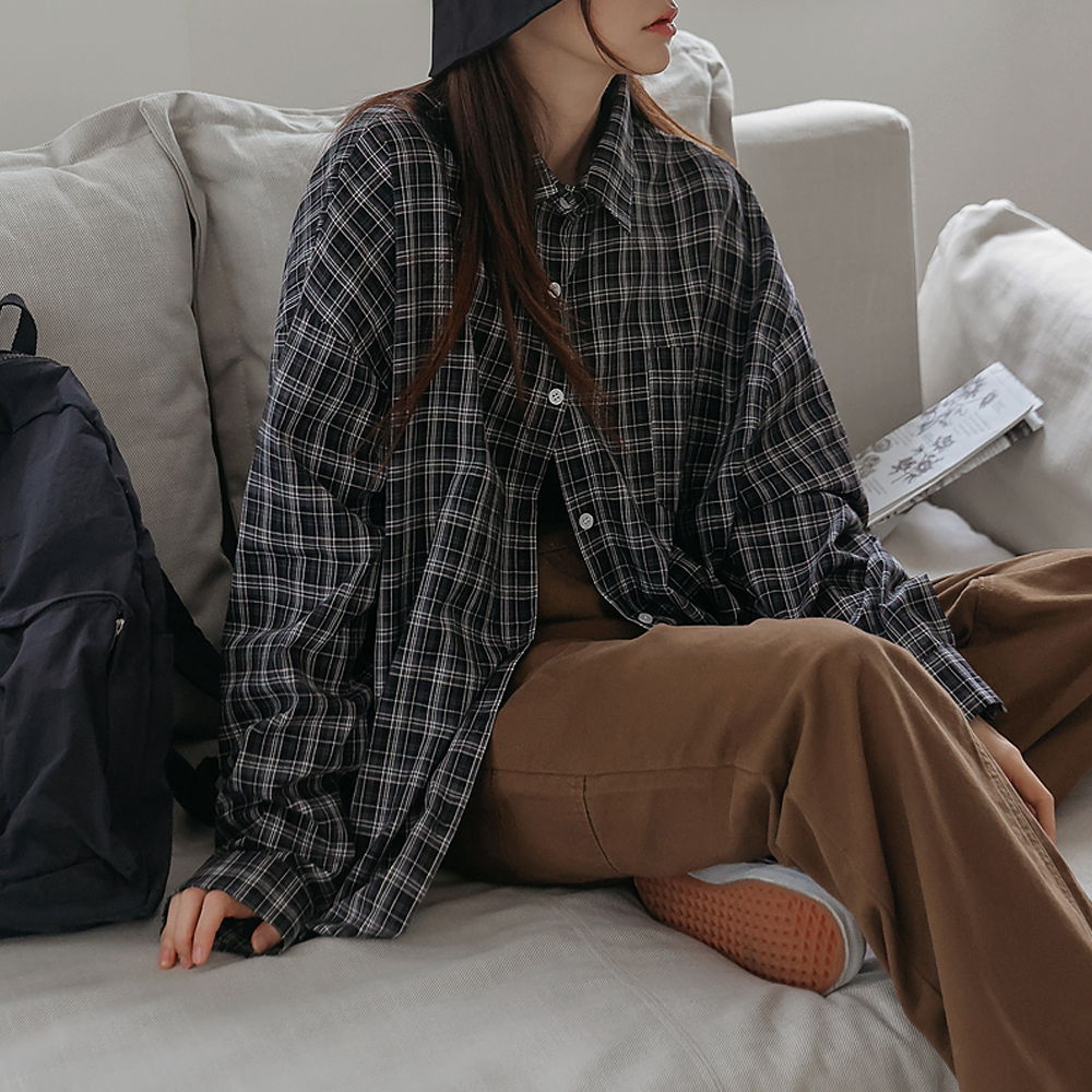 Blandy Cotton Loose Check Shirt