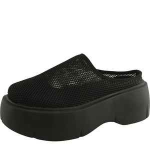 Mesh mesh high heel mule loafer 7cm black