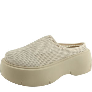 Mesh mesh high heel mule loafer 7cm beige