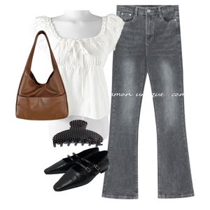 jeans,blouses,flats 코디