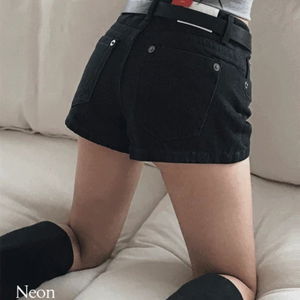 Neon low rise premium high quality non-fade Raw denim shorts 3/4 length denim shorts hot pants