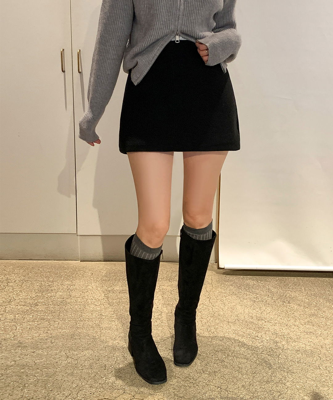 Liens Basic Wool A-Line Mini Skirt