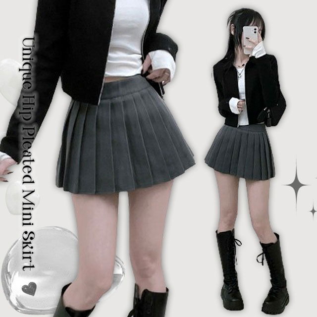 Routine short pleated miniskirt