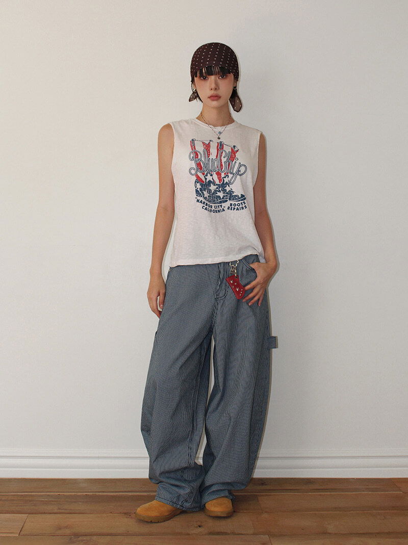 U.S.A CRINKLE SLEEVELESS (3color)