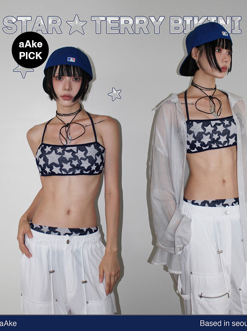STAR TERRY BIKINI (gray / navy)