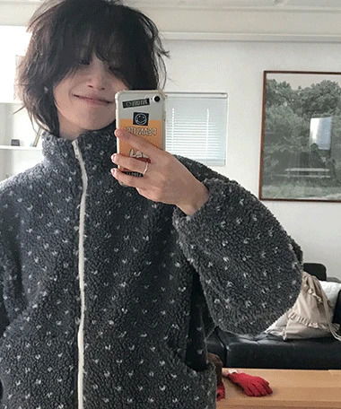 Mitten Heart Dot Hooded Zip-Up Jacket