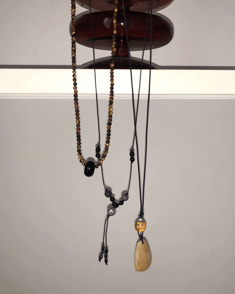 Zika Bohemian Vintage Gemstone Mother-of-Pearl Layered Point Necklace