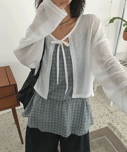 Dao Strap Crop Fit Soft Long Sleeve Cardigan