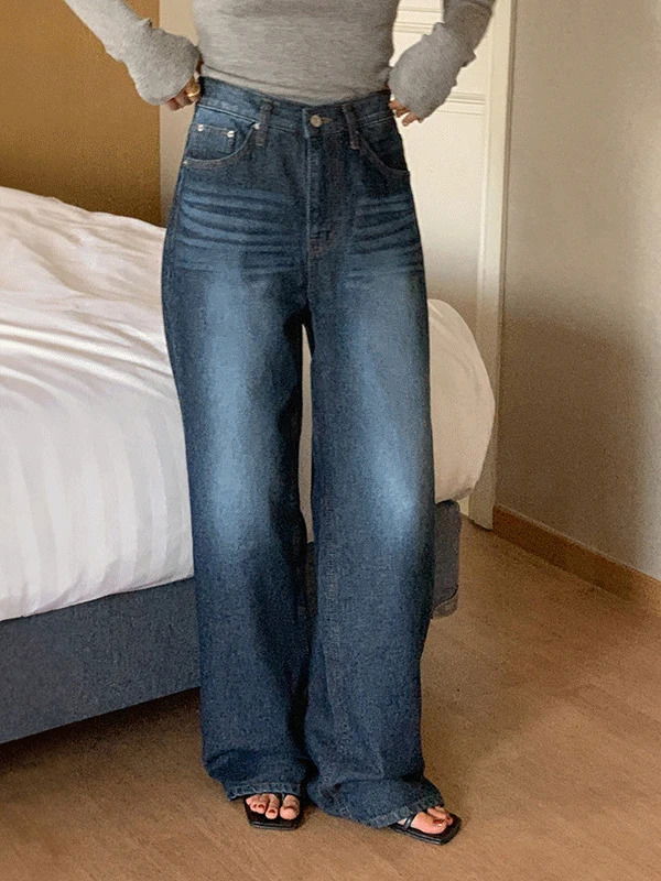 Bianca Summer Faded Wide Denim Jeans Pants