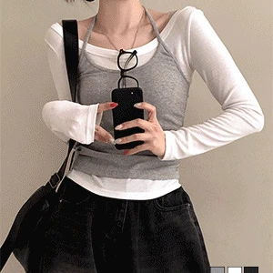 All-purpose halter long sleeve off boat neck two-piece set