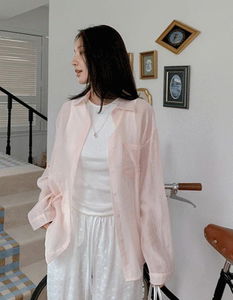 Airy see-through one-pocket shirt Shirt