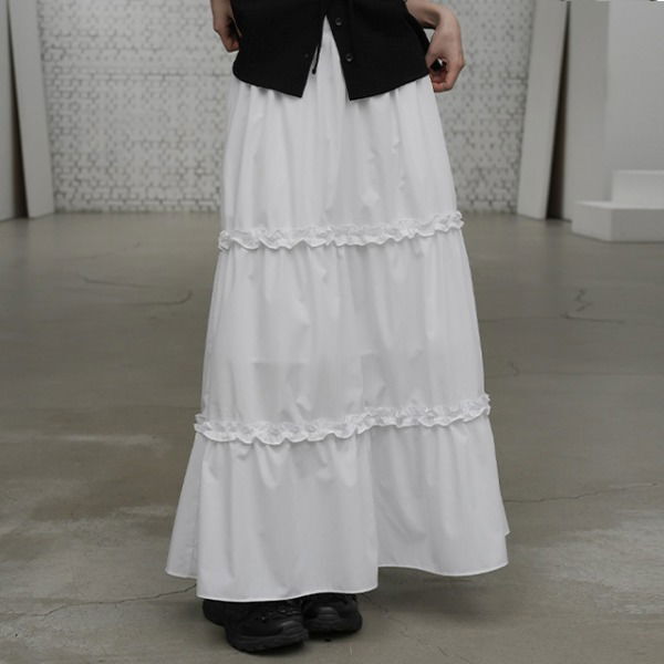 Kurona Frill Long Skirt (Ships Today)