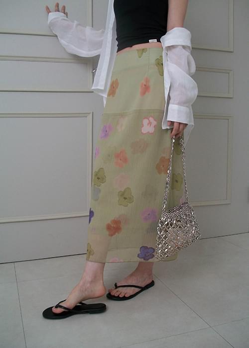 Hawaiian Flower Long Skirt (Ships Today)