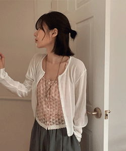 Nazso Standard Round Neck Long Sleeve Summer Cardigan