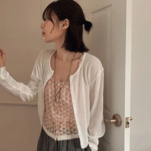 Nazso Standard Round Neck Long Sleeve Summer Cardigan