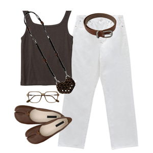 jeans,sleeveless,flats 코디