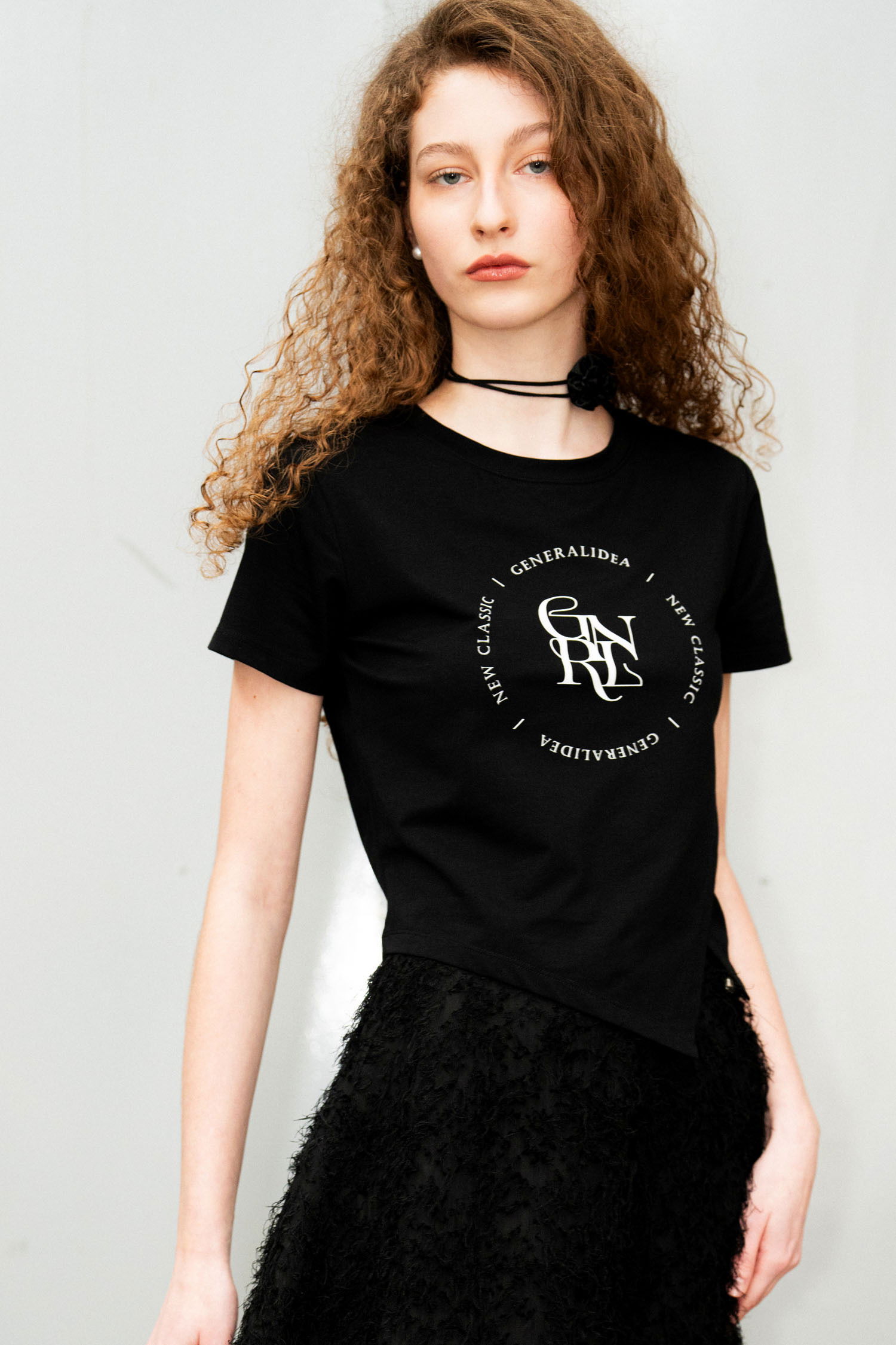 WOMAN GNRL Unbalanced Silket Spandex Short Sleeve T-Shirt