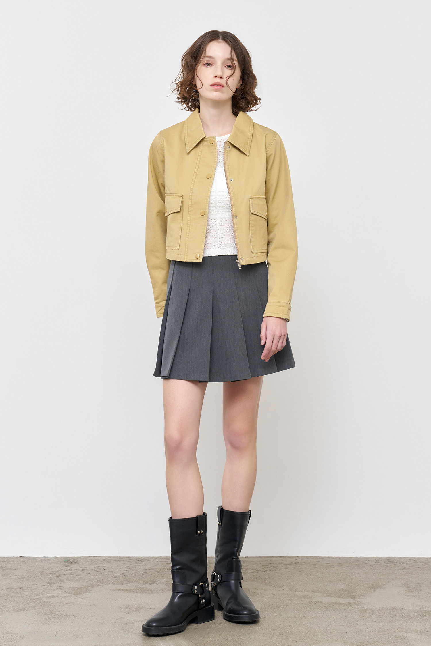 WOMAN Short Zip-up Cotton Jacket