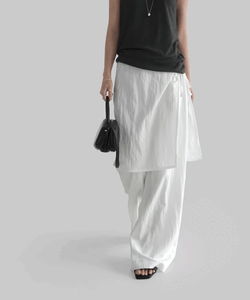 Faded Nylon Layered Skirt Wrap Pants