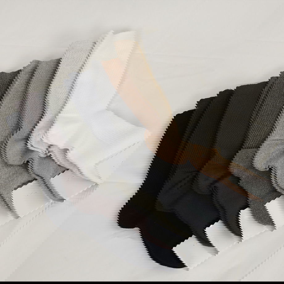 리리앤코 다운컬러 골지 무지 양말