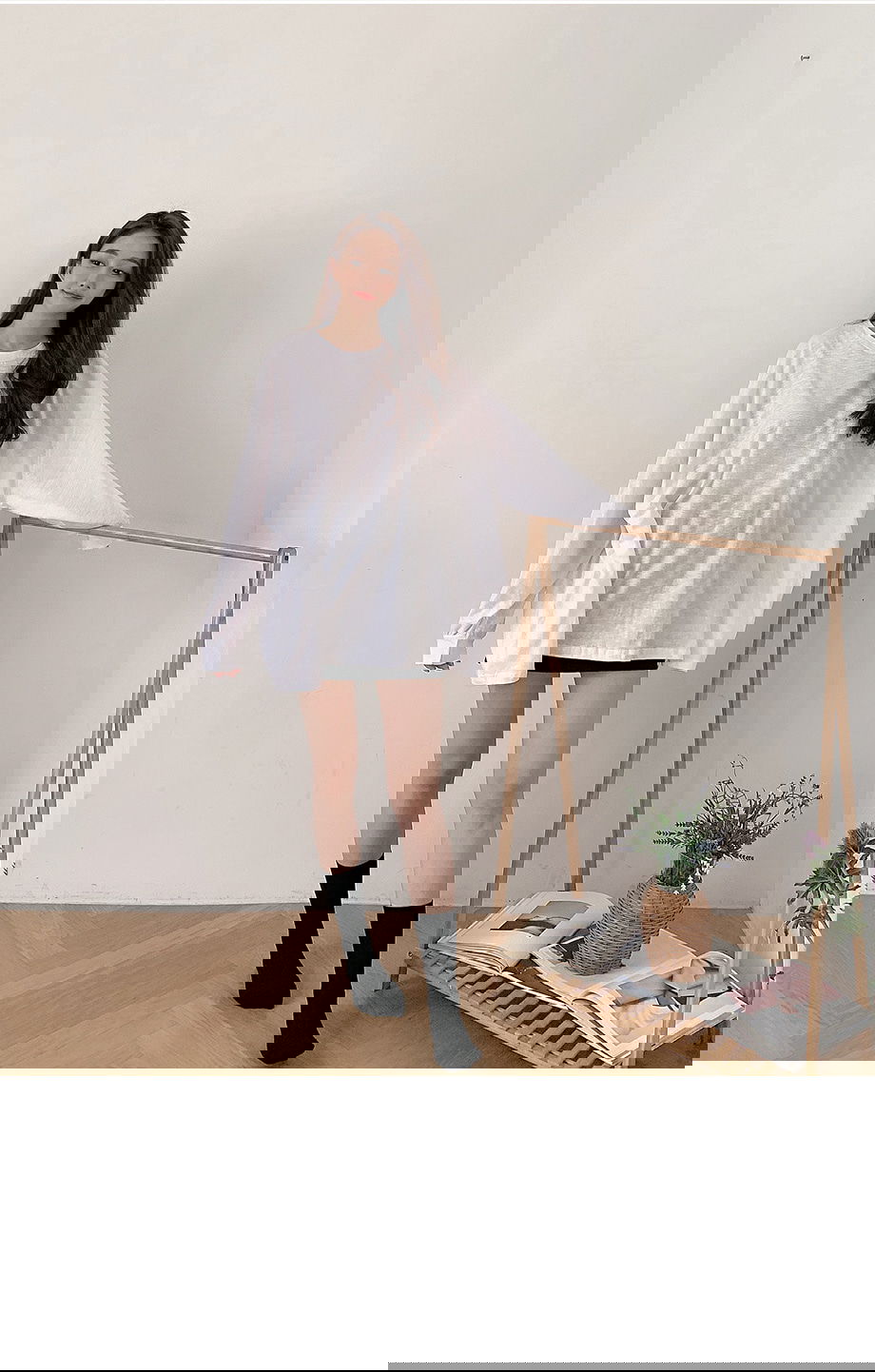 리리앤코 다운컬러 골지 무지 양말