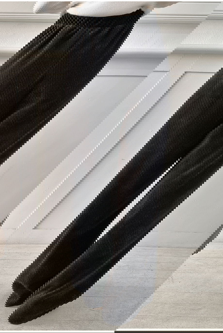 데유즈 코듀로이 밴딩 와이드 팬츠