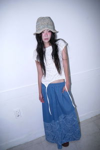 swirl denim skirt
