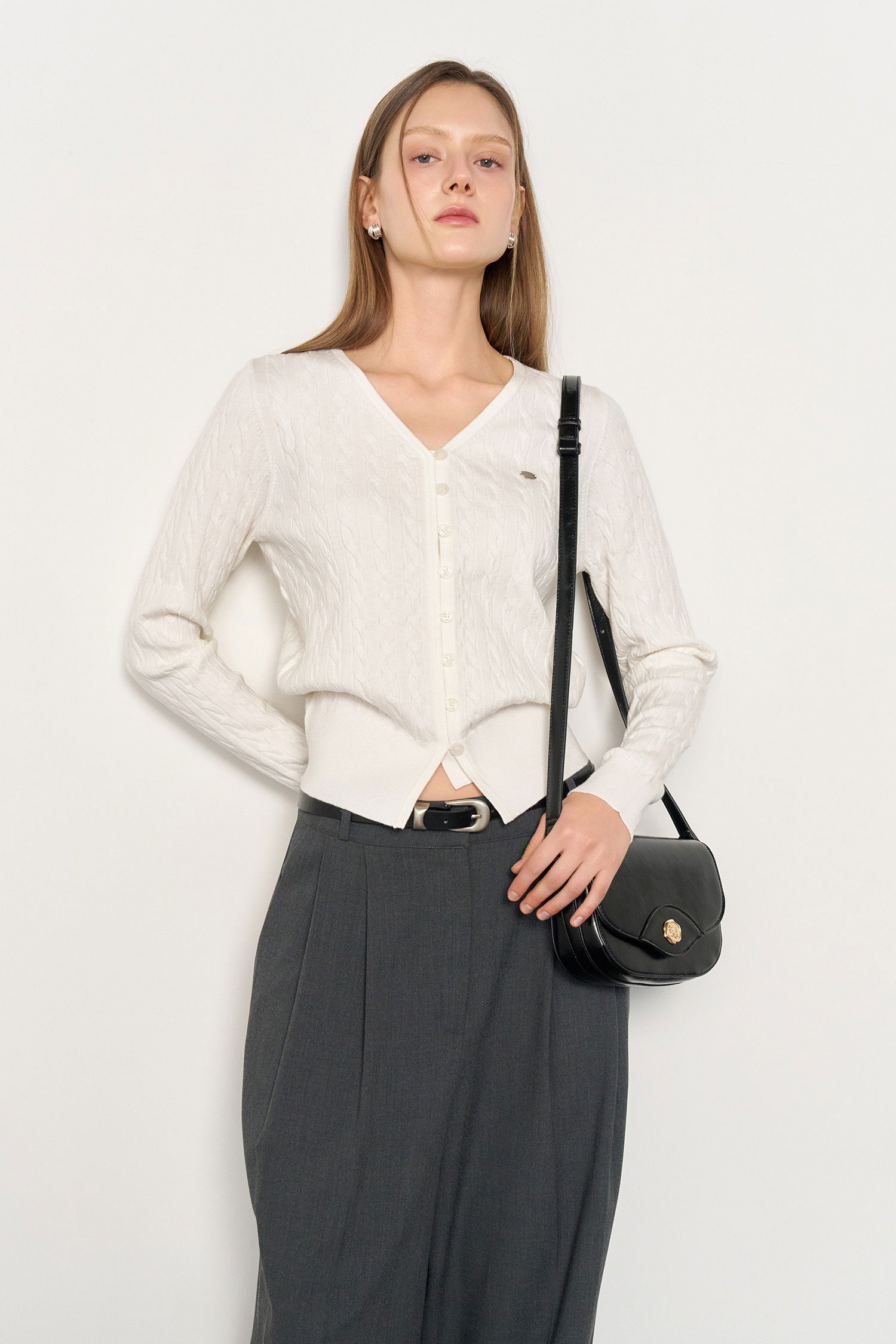 WOMAN Signature V-Neck Cable Cardigan