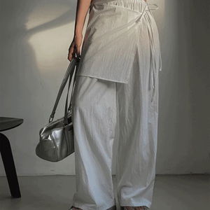 Niden Summer Cooling Wrap Skirt Layered Banding Wide Pants Skirt Pants