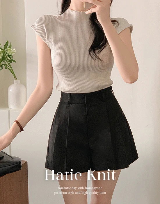 Hatie Ribbed Cap Sleeve Knitwear