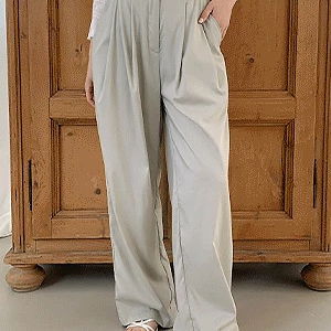 Pinbjetin Spandex pintuck wide slacks pants