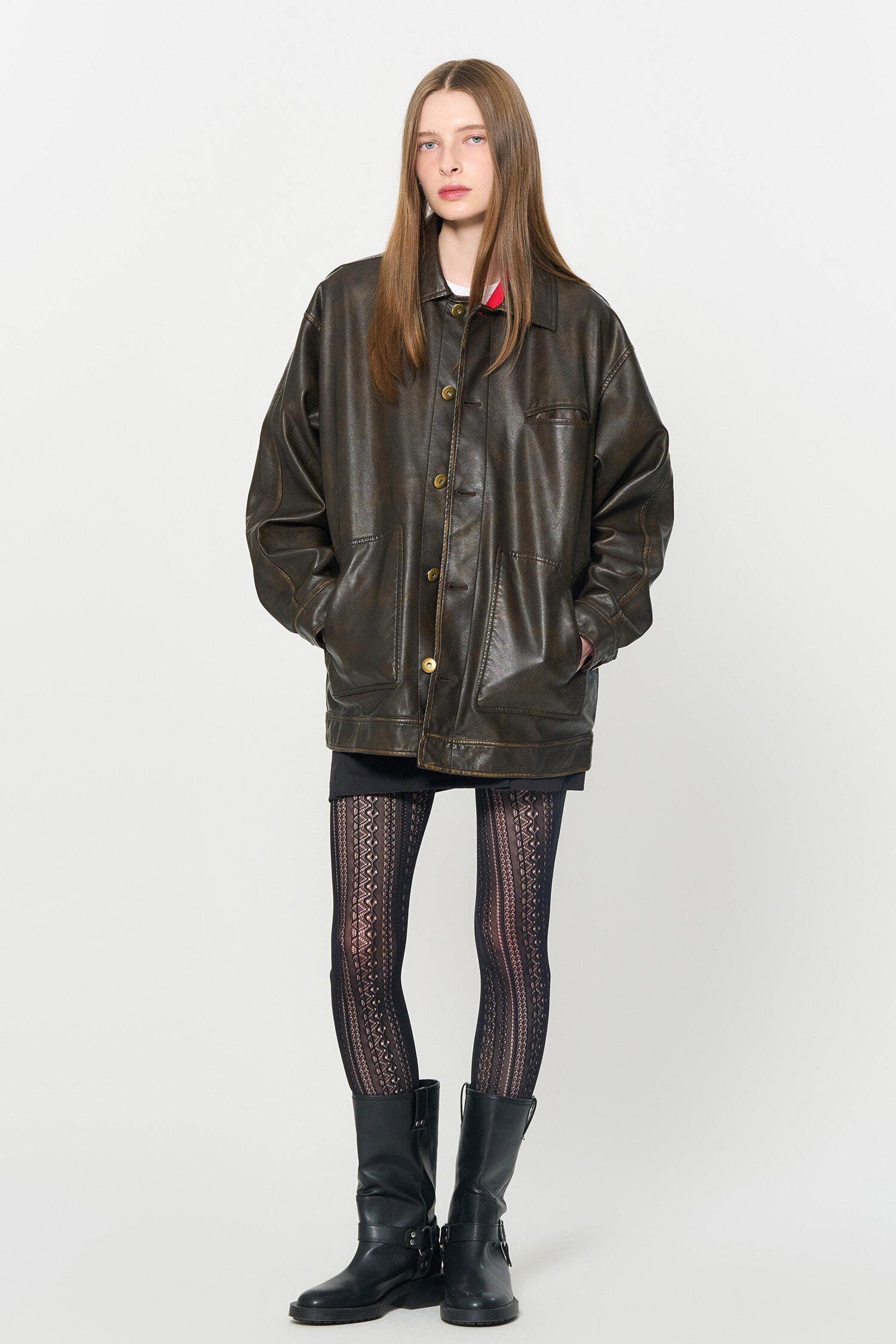 UNISEX Vintage Leather Mac Jacket