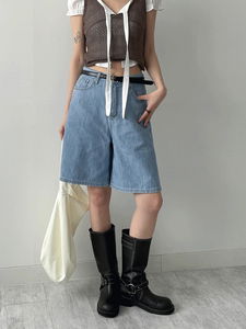 616 Wide Denim Half Pants