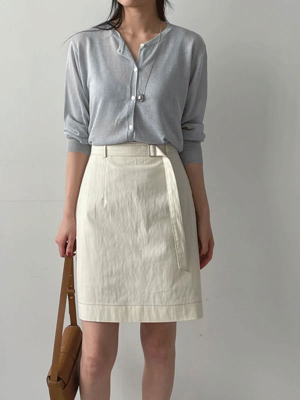 Stitched nylon midi skirt