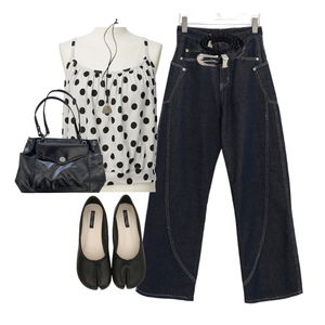 jeans,sleeveless,flats 코디