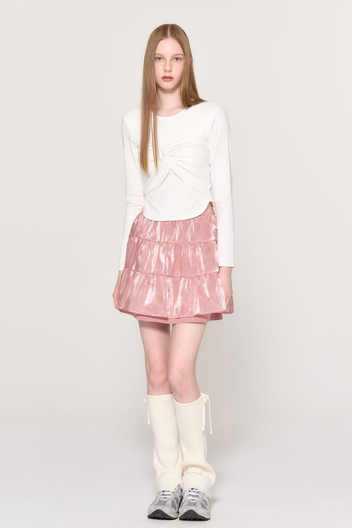 WOMAN Glossy Layered Shirring Skirt