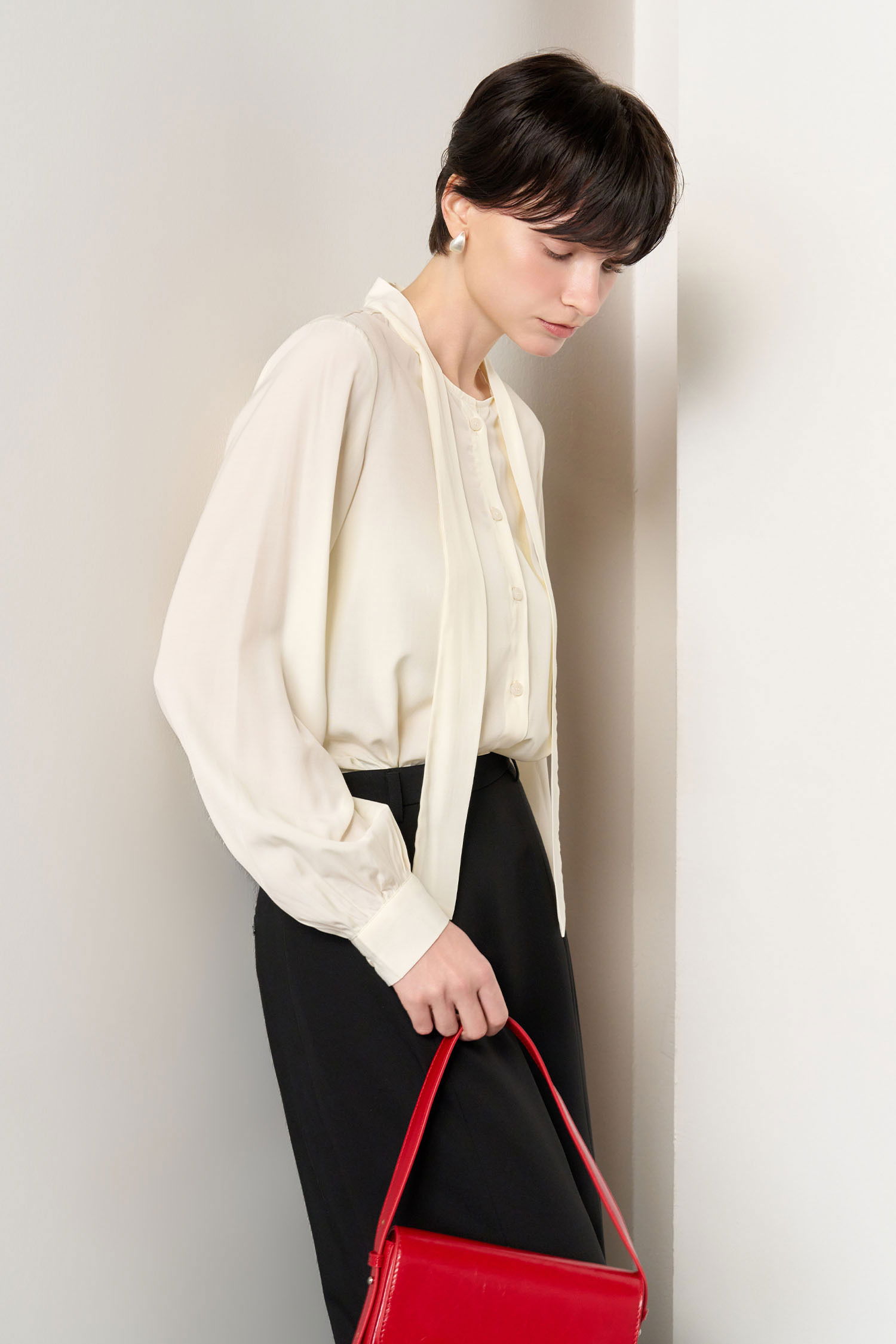 WOMAN Drape Tie Blouse