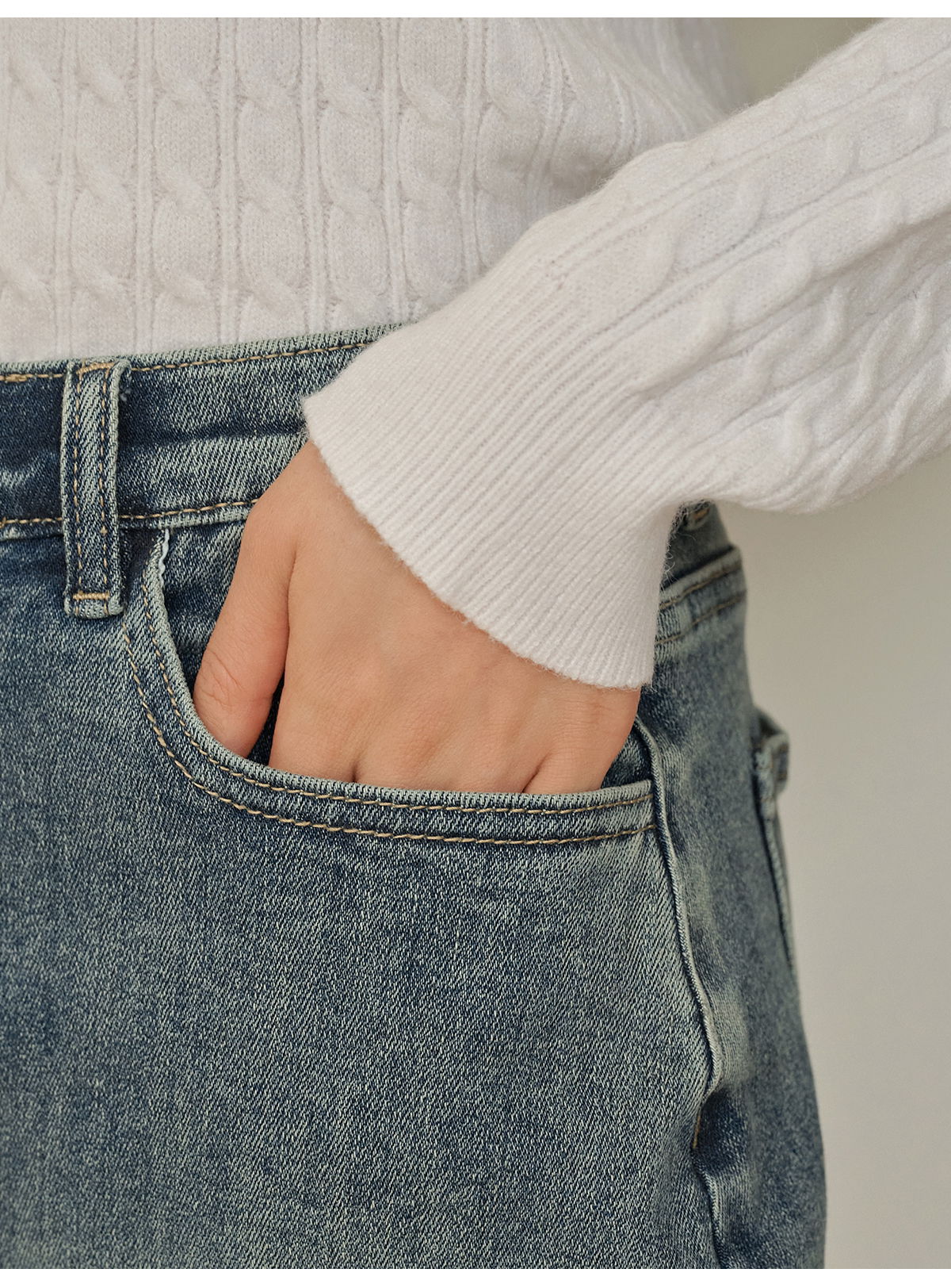 쇼언트 속밴딩 워싱 데님 미니 스커트